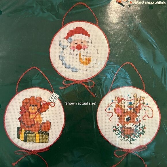 Dimensions Counted Cross Stitch Kit Christmas Ornaments Vintage Craft DIY - Picture 2 of 6